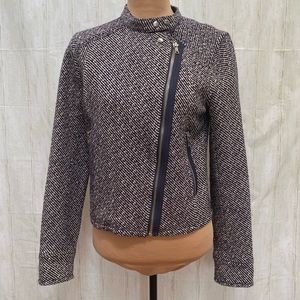 Ladies Cropped Moto Jacket Wool Tweed